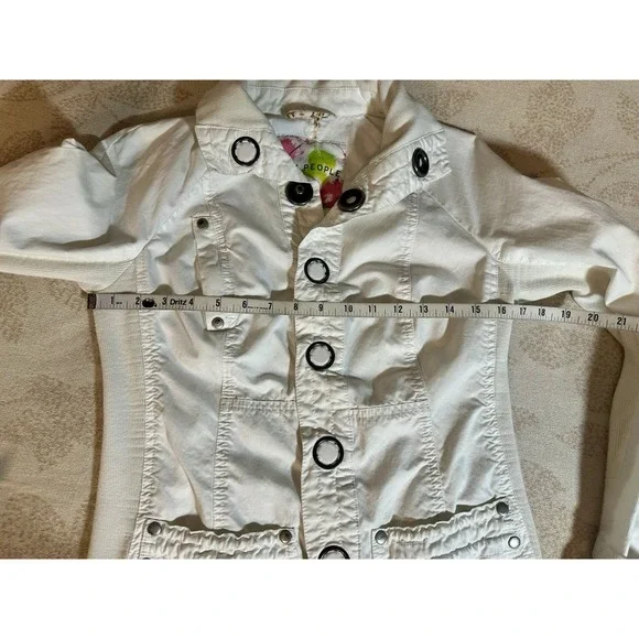 Free People Snap Down Trench Coat Womens 4 Cream White Overcoat - Picture 13 of 14